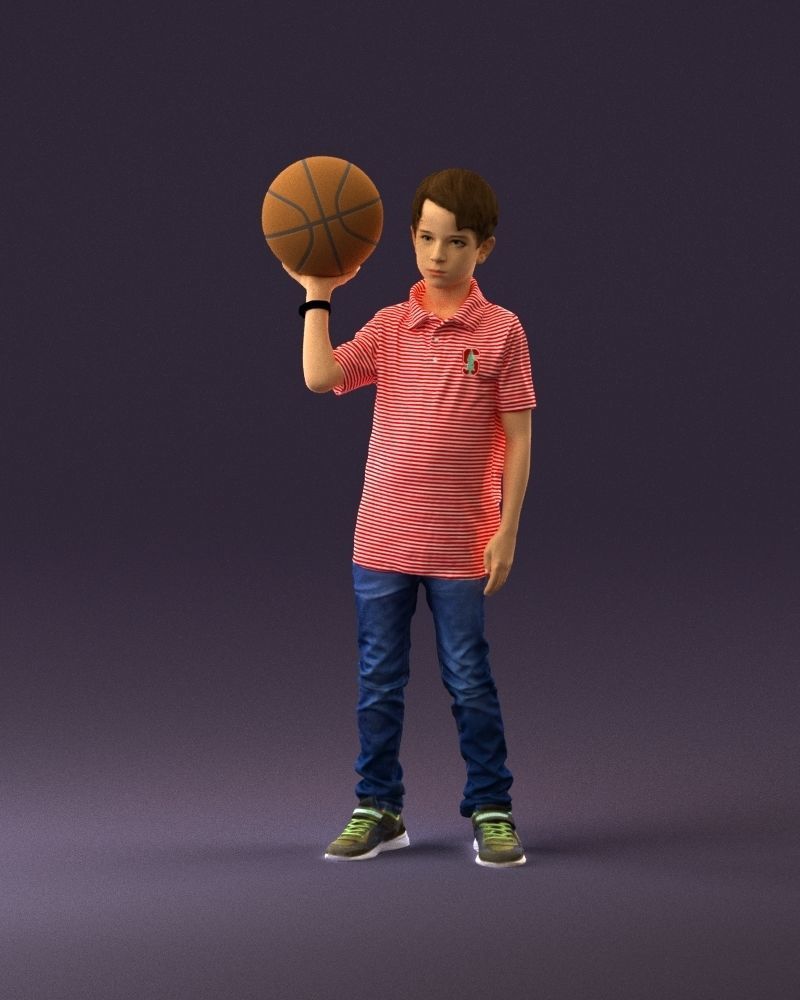 junior boy with basketball ball 1080 3D Print Ready 3D print model_23