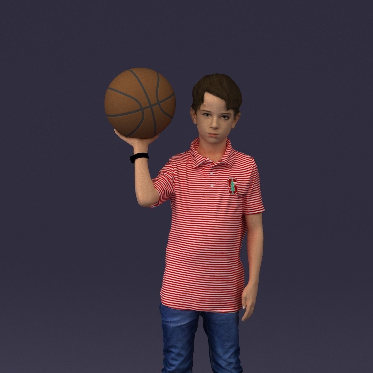 junior boy with basketball ball 1080 3D Print Ready 3D print model_37