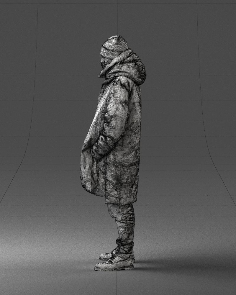 000245 Man in Winter Clothing with Red Hat and Scarf 0118 3D model_27