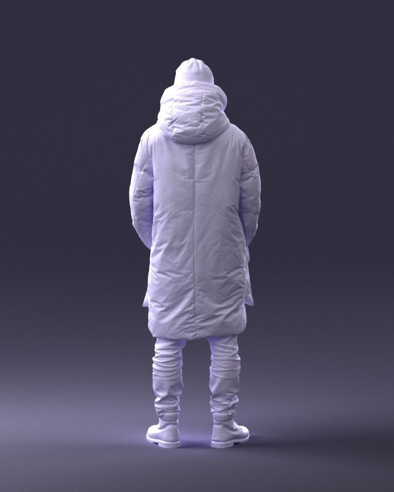 000245 Man in Winter Clothing with Red Hat and Scarf 0118 3D model_20