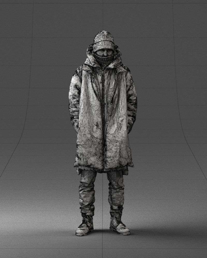 000245 Man in Winter Clothing with Red Hat and Scarf 0118 3D model_6