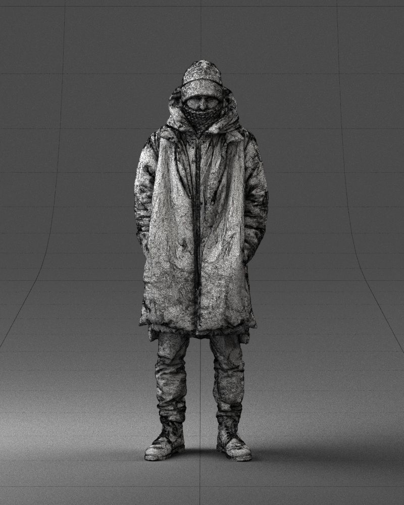 000245 Man in Winter Clothing with Red Hat and Scarf 0118 3D model_3