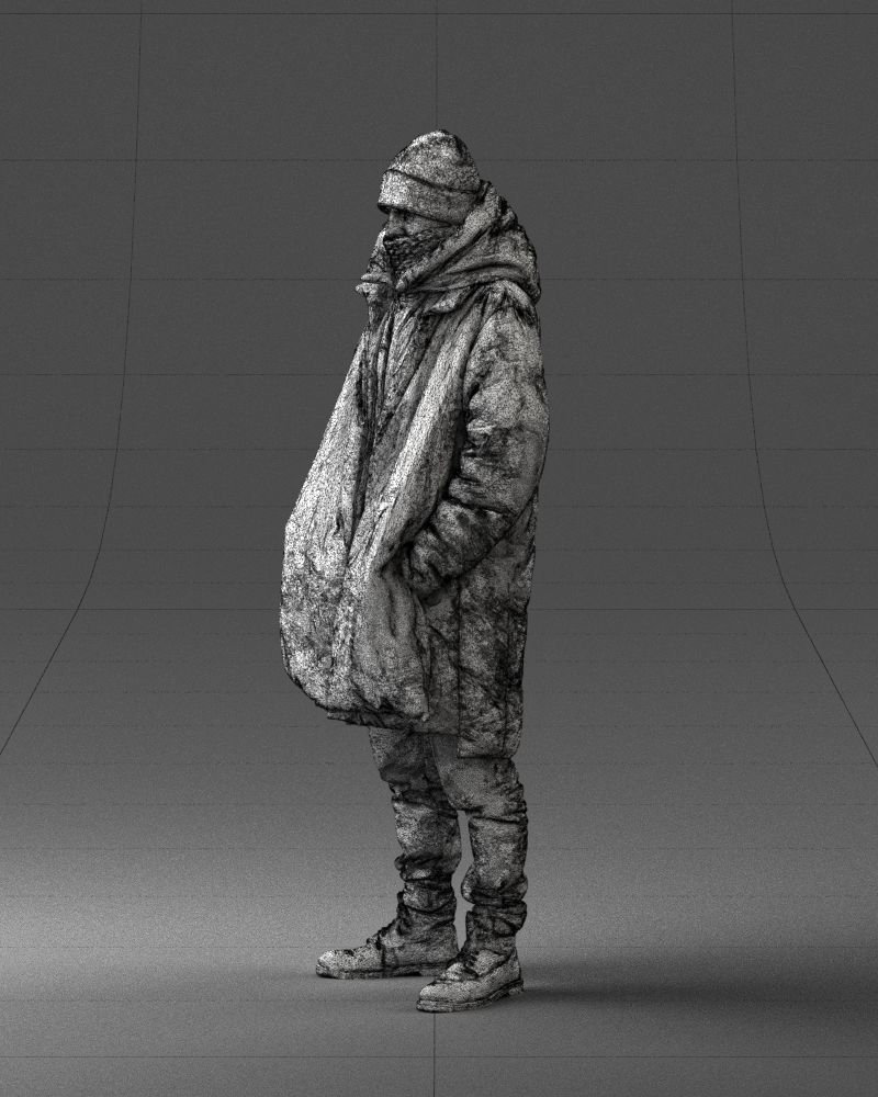 000245 Man in Winter Clothing with Red Hat and Scarf 0118 3D model_30