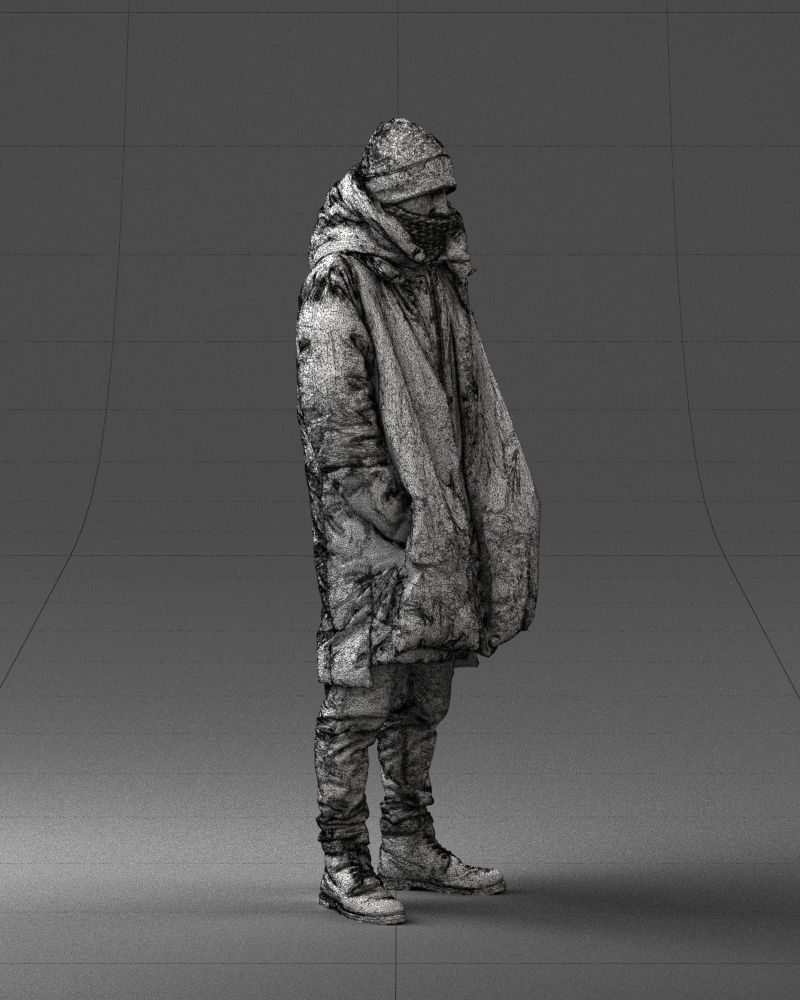 000245 Man in Winter Clothing with Red Hat and Scarf 0118 3D model_12