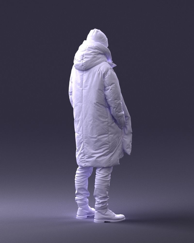 000245 Man in Winter Clothing with Red Hat and Scarf 0118 3D model_17