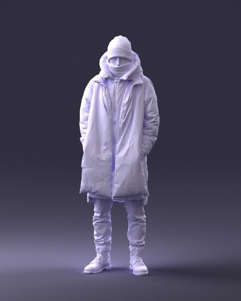 000245 Man in Winter Clothing with Red Hat and Scarf 0118 3D model_35