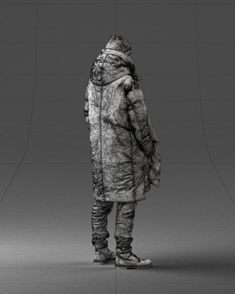 000245 Man in Winter Clothing with Red Hat and Scarf 0118 3D model_18