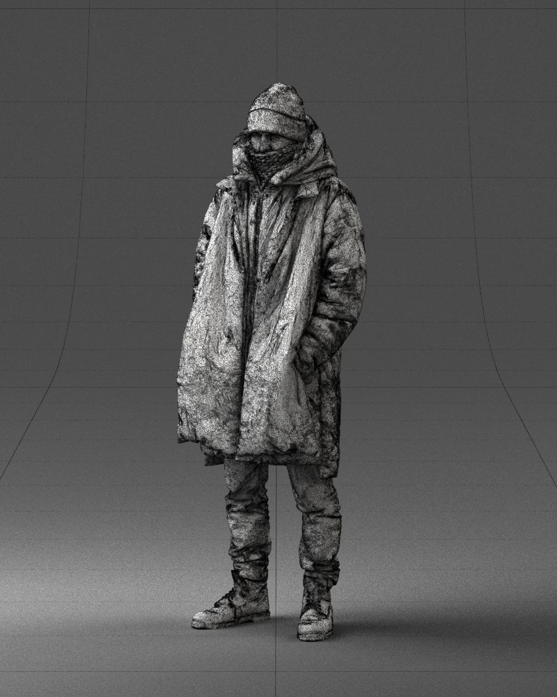 000245 Man in Winter Clothing with Red Hat and Scarf 0118 3D model_33