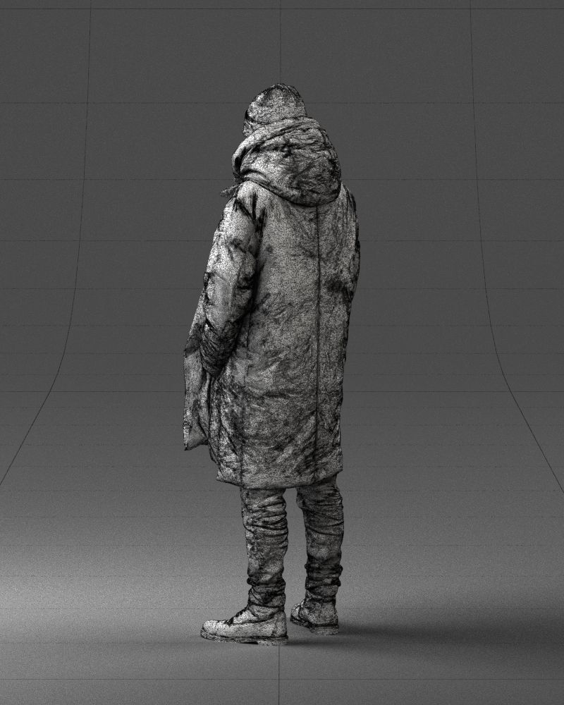 000245 Man in Winter Clothing with Red Hat and Scarf 0118 3D model_24