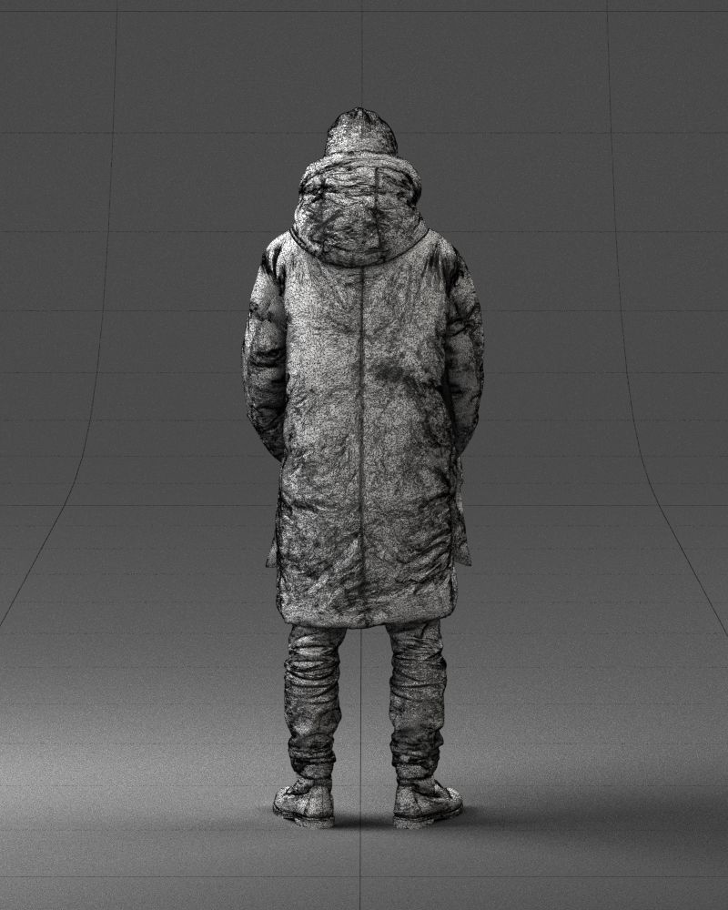 000245 Man in Winter Clothing with Red Hat and Scarf 0118 3D model_21