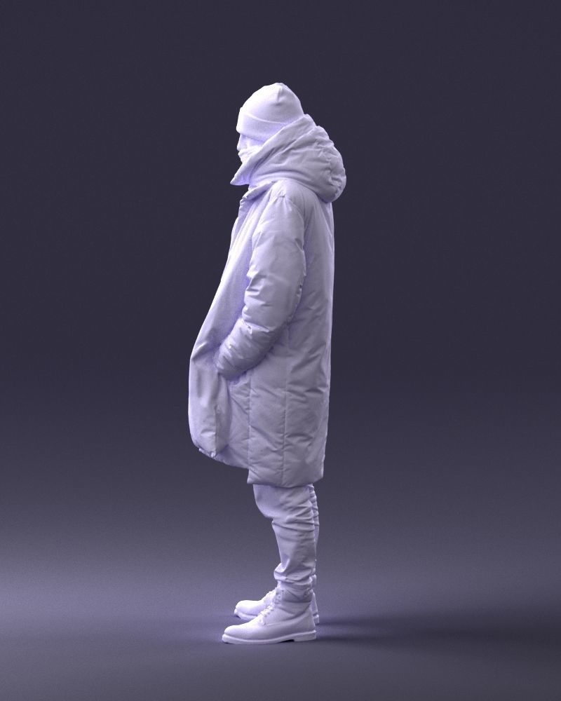 000245 Man in Winter Clothing with Red Hat and Scarf 0118 3D model_26