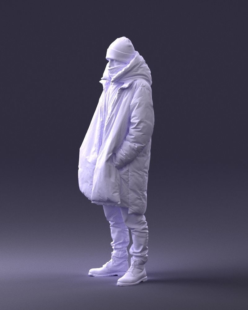 000245 Man in Winter Clothing with Red Hat and Scarf 0118 3D model_29