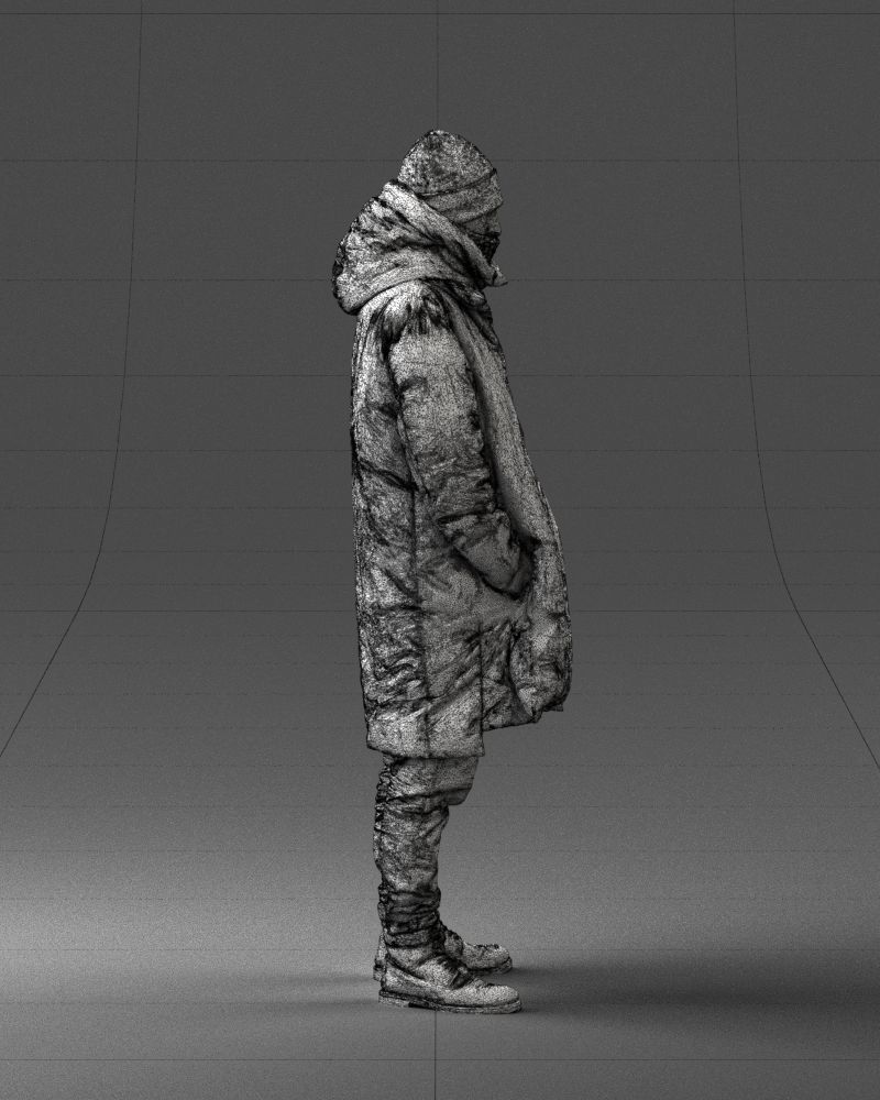 000245 Man in Winter Clothing with Red Hat and Scarf 0118 3D model_15