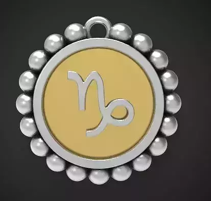 Capricorn Zodiac Sign Pendant Charm 3D Print Model 3D print model