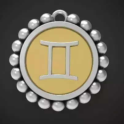 Gemini Zodiac Sign Pendant Charm 3D Print Model 3D print model