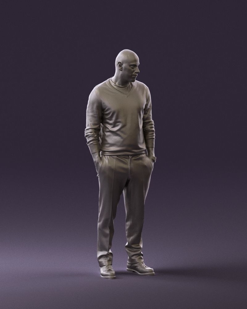 Man in blue sweater hand in pockets 0844 3D Print Ready 3D print model_3