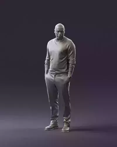 Man in blue sweater hand in pockets 0844 3D Print Ready 3D print model
