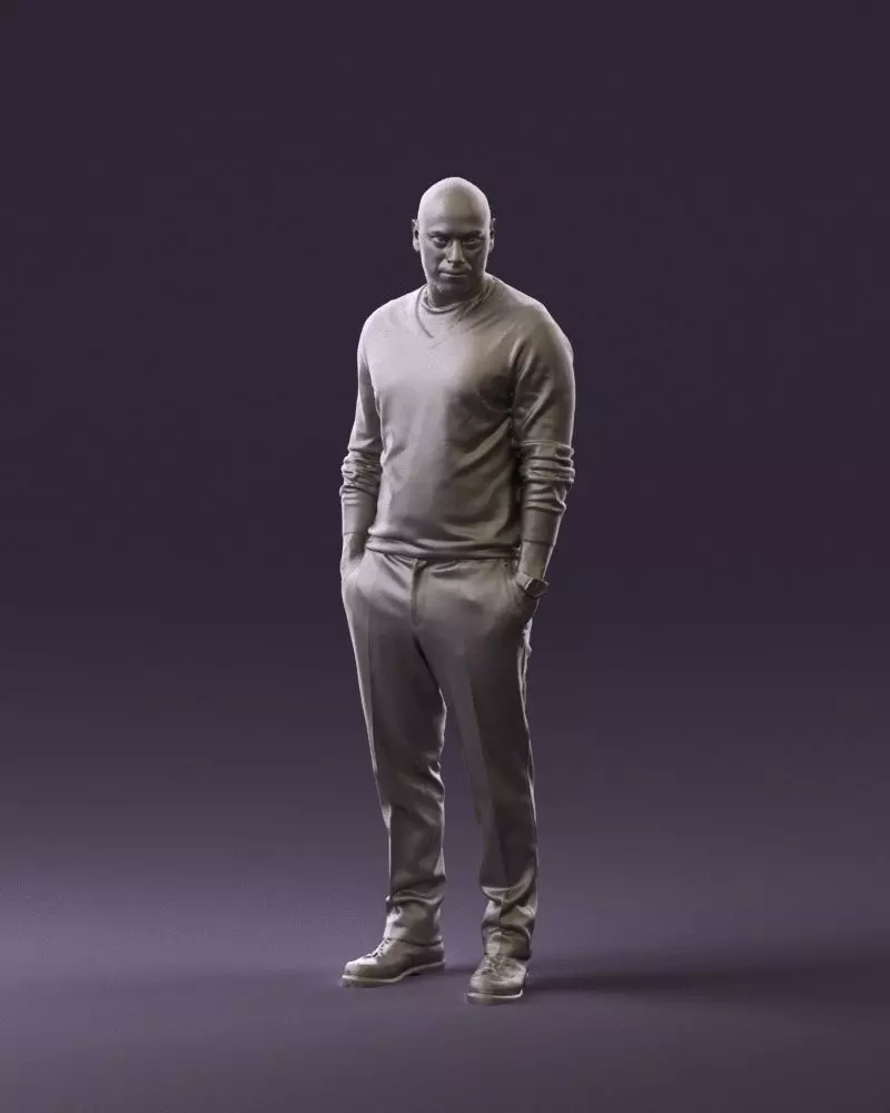 Man in blue sweater hand in pockets 0844 3D Print Ready 3D print model_0