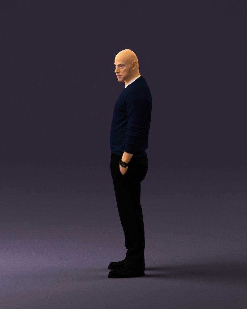 Man in blue sweater hand in pockets 0844 3D Print Ready 3D print model_21