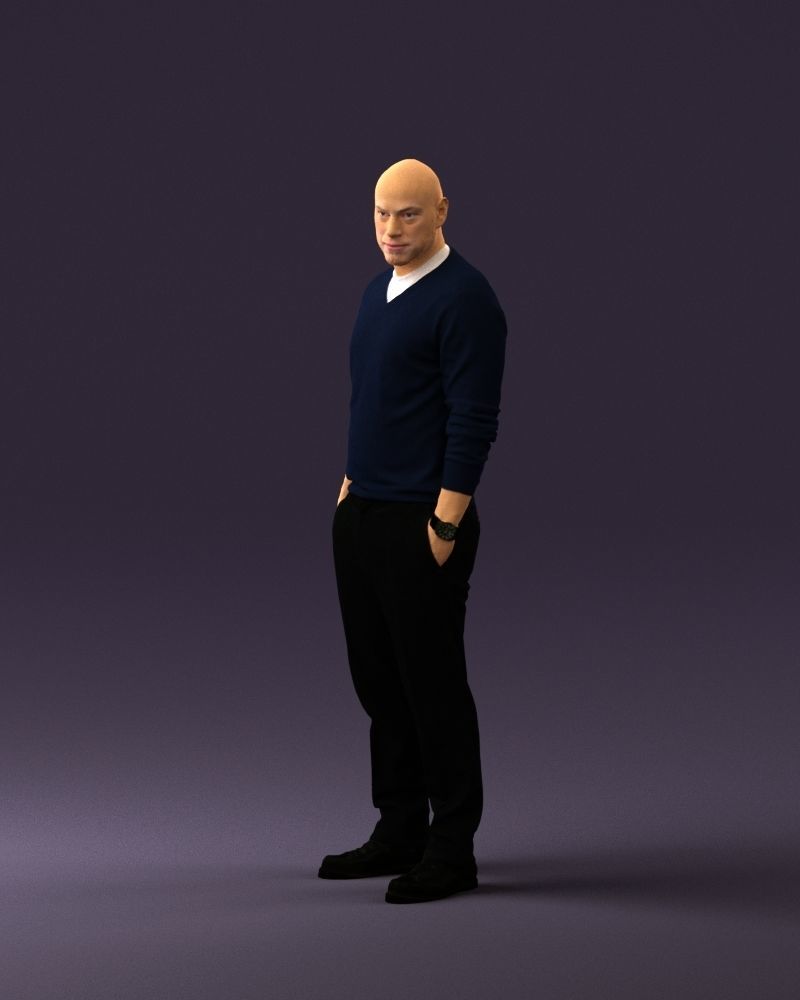 Man in blue sweater hand in pockets 0844 3D Print Ready 3D print model_22
