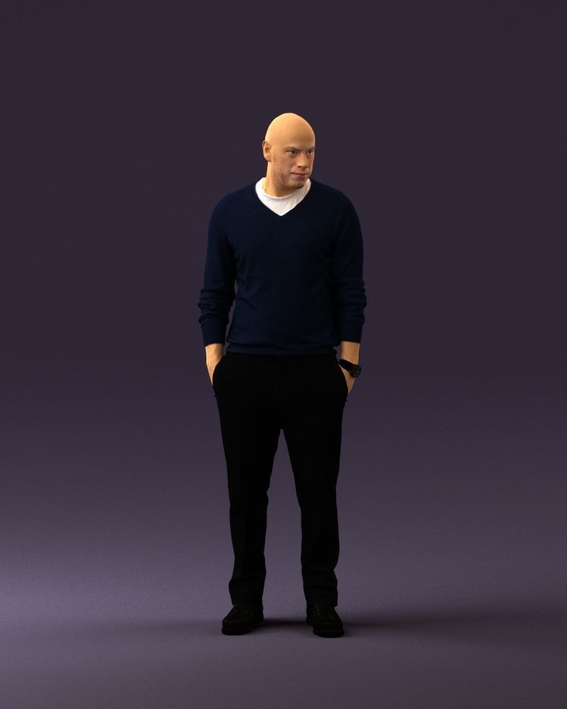 Man in blue sweater hand in pockets 0844 3D Print Ready 3D print model_14