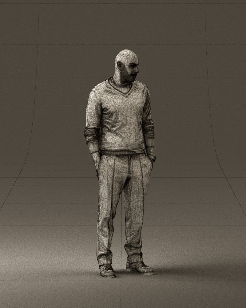 Man in blue sweater hand in pockets 0844 3D Print Ready 3D print model_27