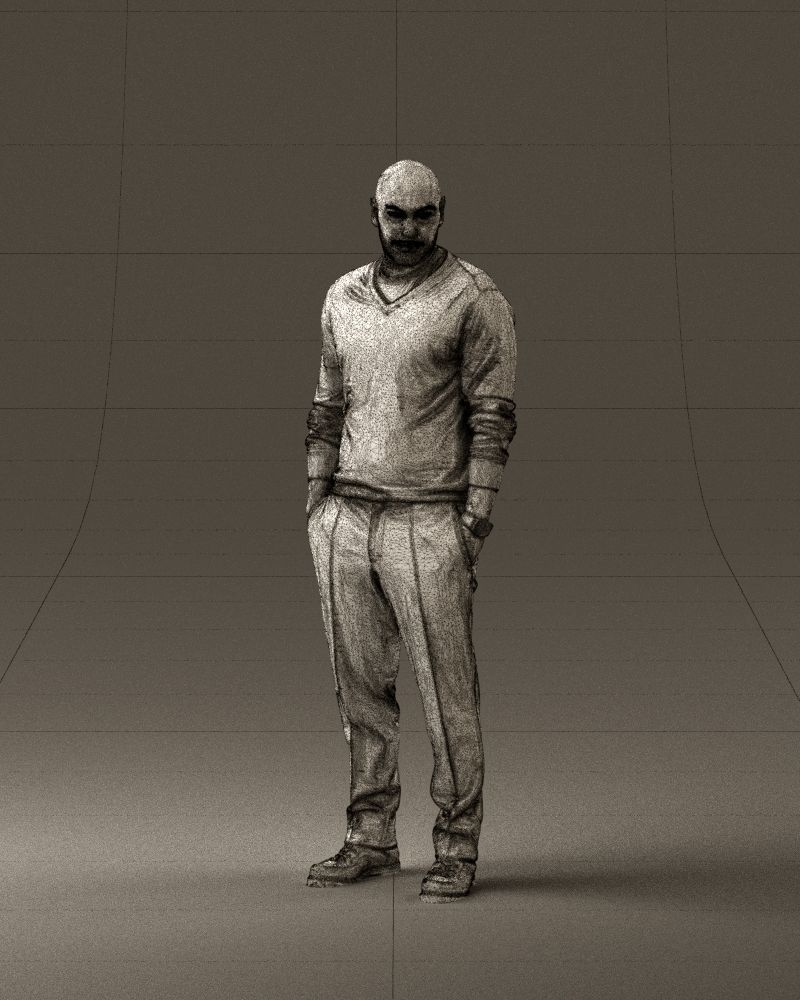 Man in blue sweater hand in pockets 0844 3D Print Ready 3D print model_24