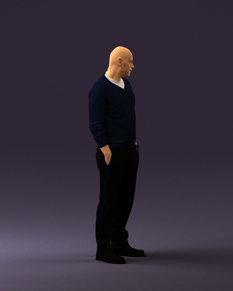 Man in blue sweater hand in pockets 0844 3D Print Ready 3D print model_16
