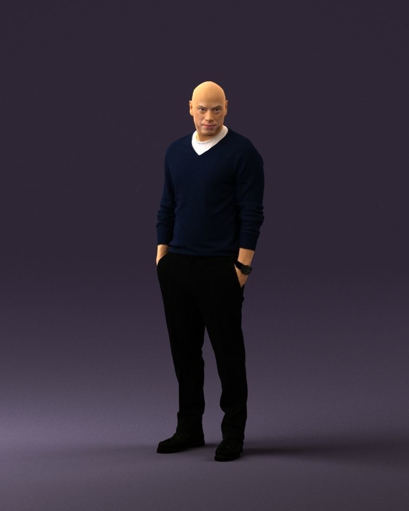 Man in blue sweater hand in pockets 0844 3D Print Ready 3D print model_12