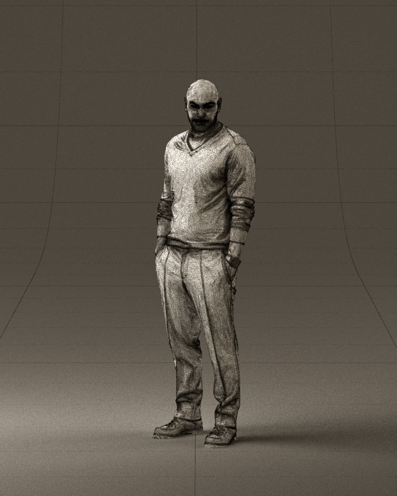 Man in blue sweater hand in pockets 0844 3D Print Ready 3D print model_35