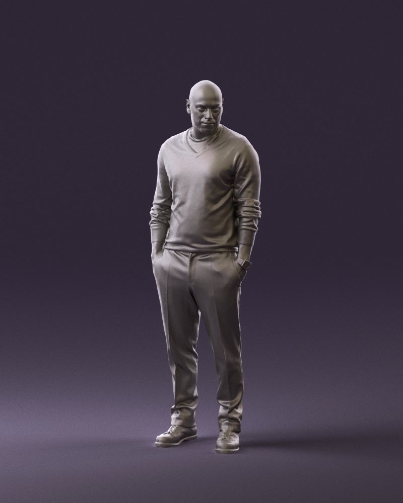Man in blue sweater hand in pockets 0844 3D Print Ready 3D print model_1