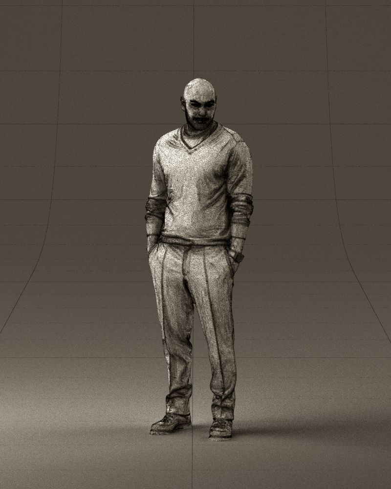 Man in blue sweater hand in pockets 0844 3D Print Ready 3D print model_25