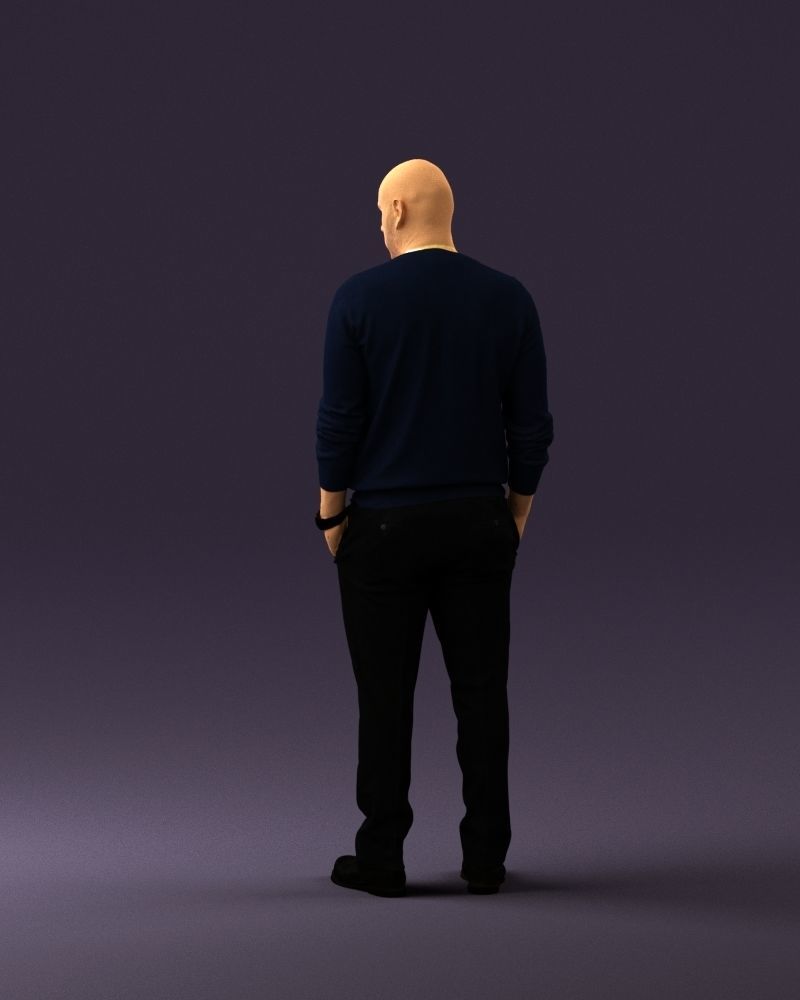 Man in blue sweater hand in pockets 0844 3D Print Ready 3D print model_19