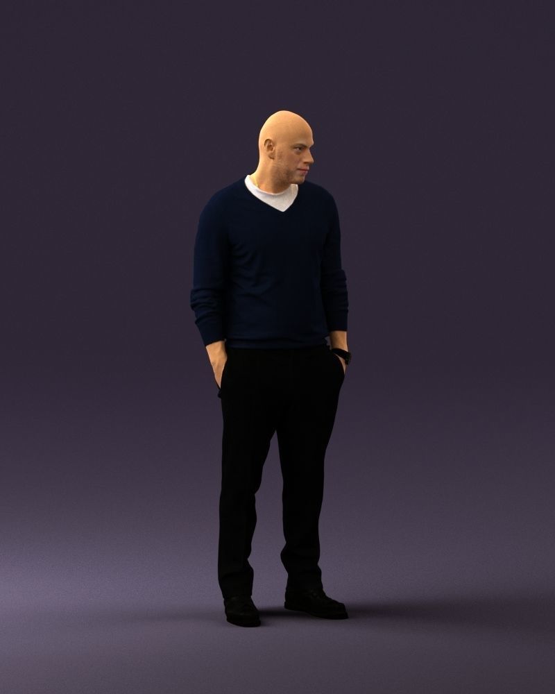 Man in blue sweater hand in pockets 0844 3D Print Ready 3D print model_15