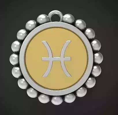 Pisces Zodiac Sign Pendant Charm 3D Print Model 3D print model