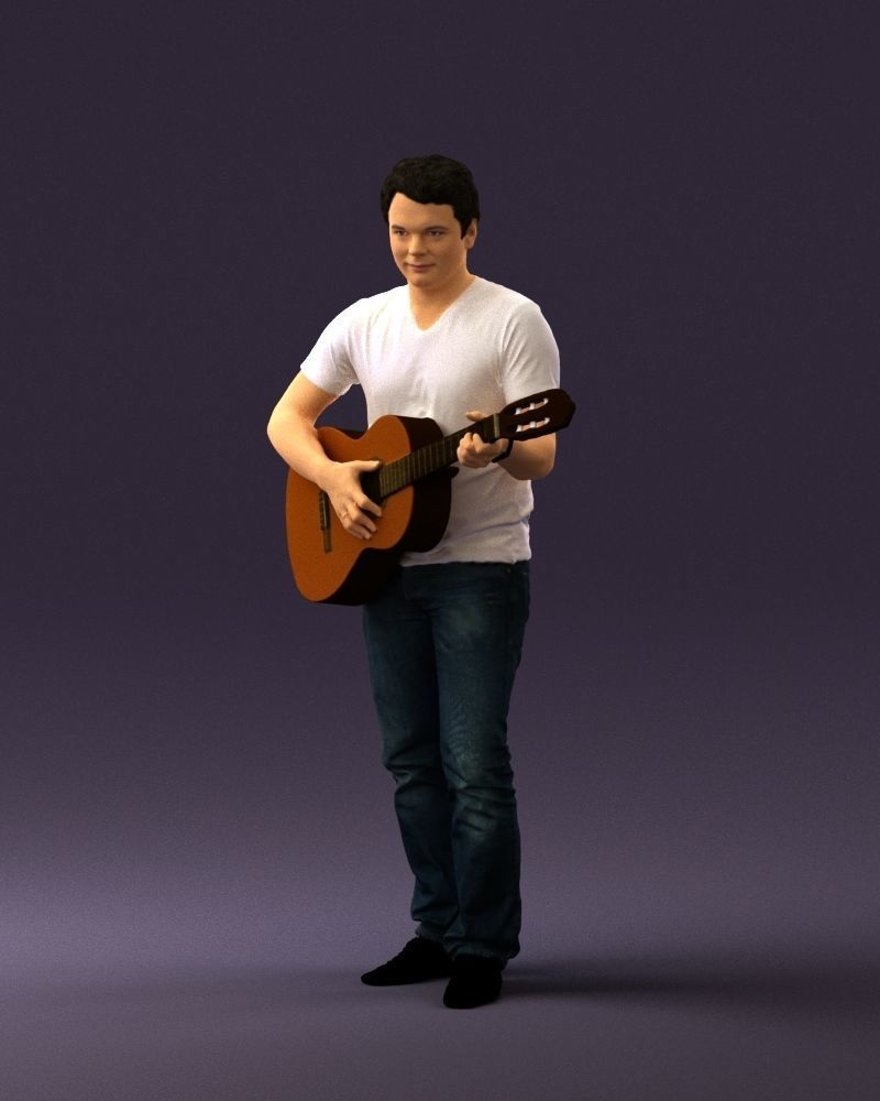 Man with acoustic guitar 0758 3D model_30
