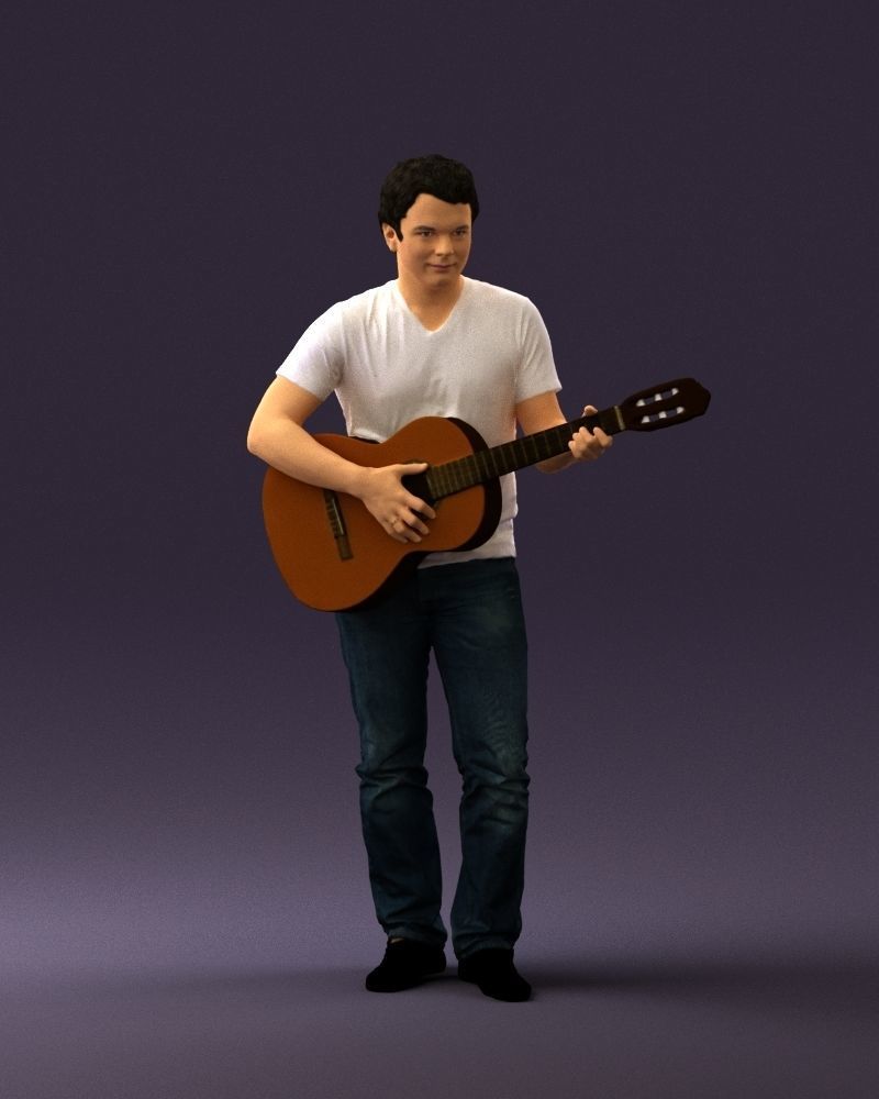 Man with acoustic guitar 0758 3D model_3