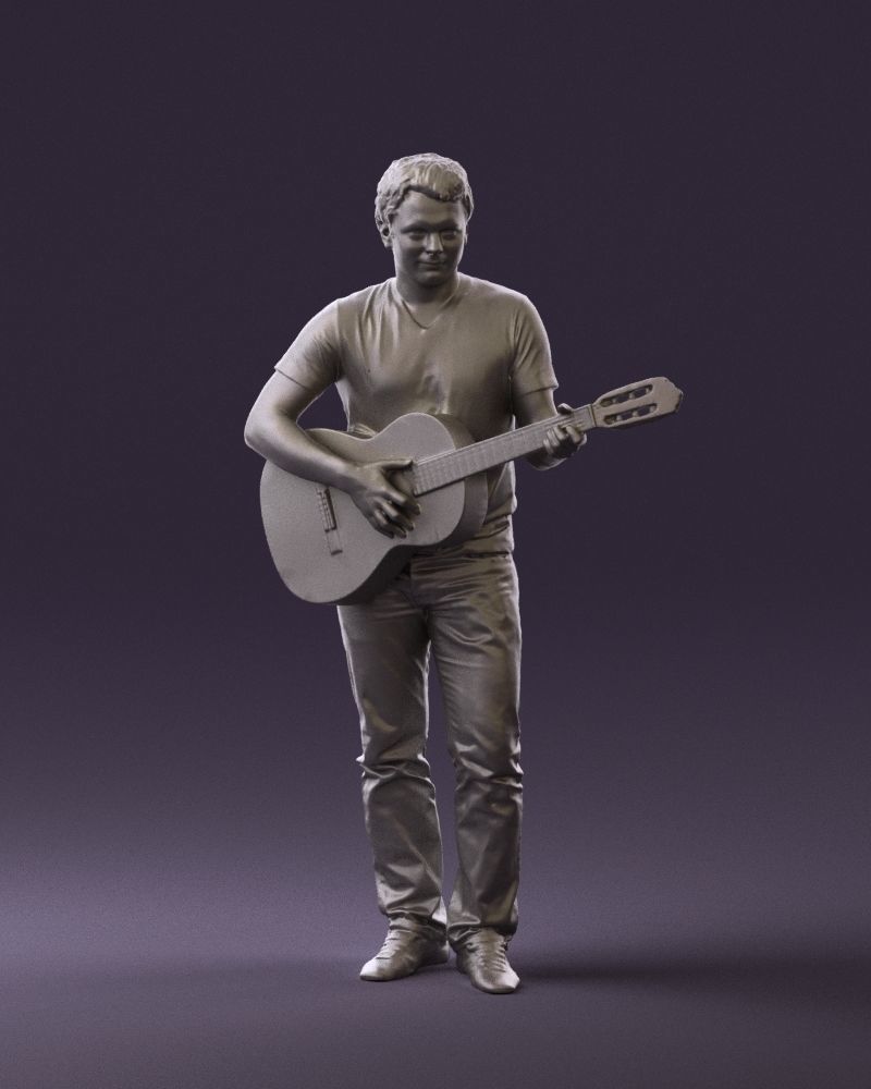 Man with acoustic guitar 0758 3D model_1