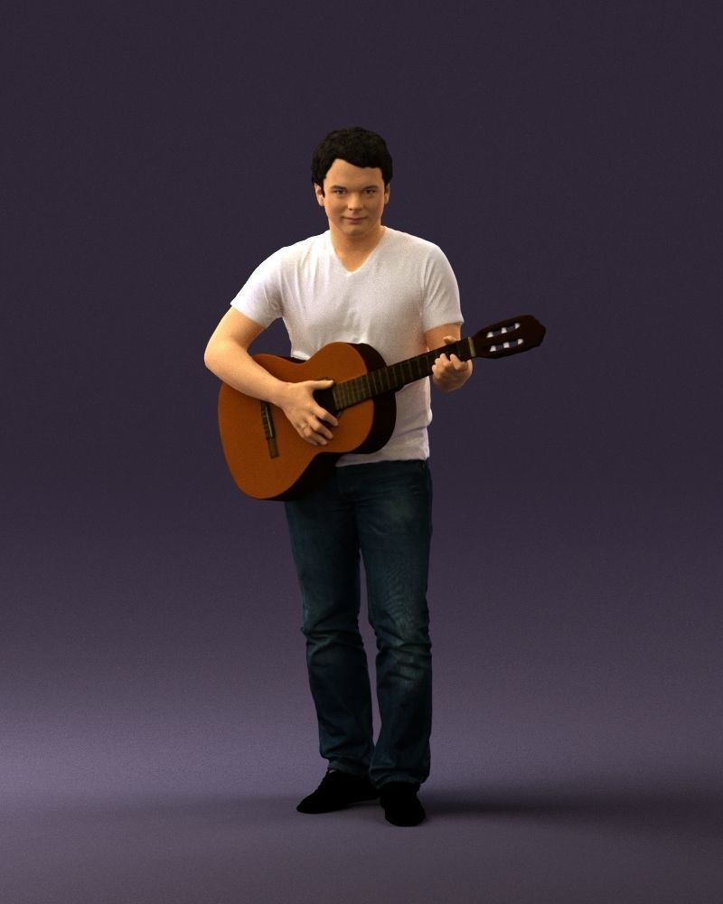 Man with acoustic guitar 0758 3D model_33