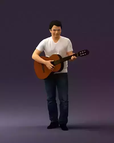 Man with acoustic guitar 0758 3D model