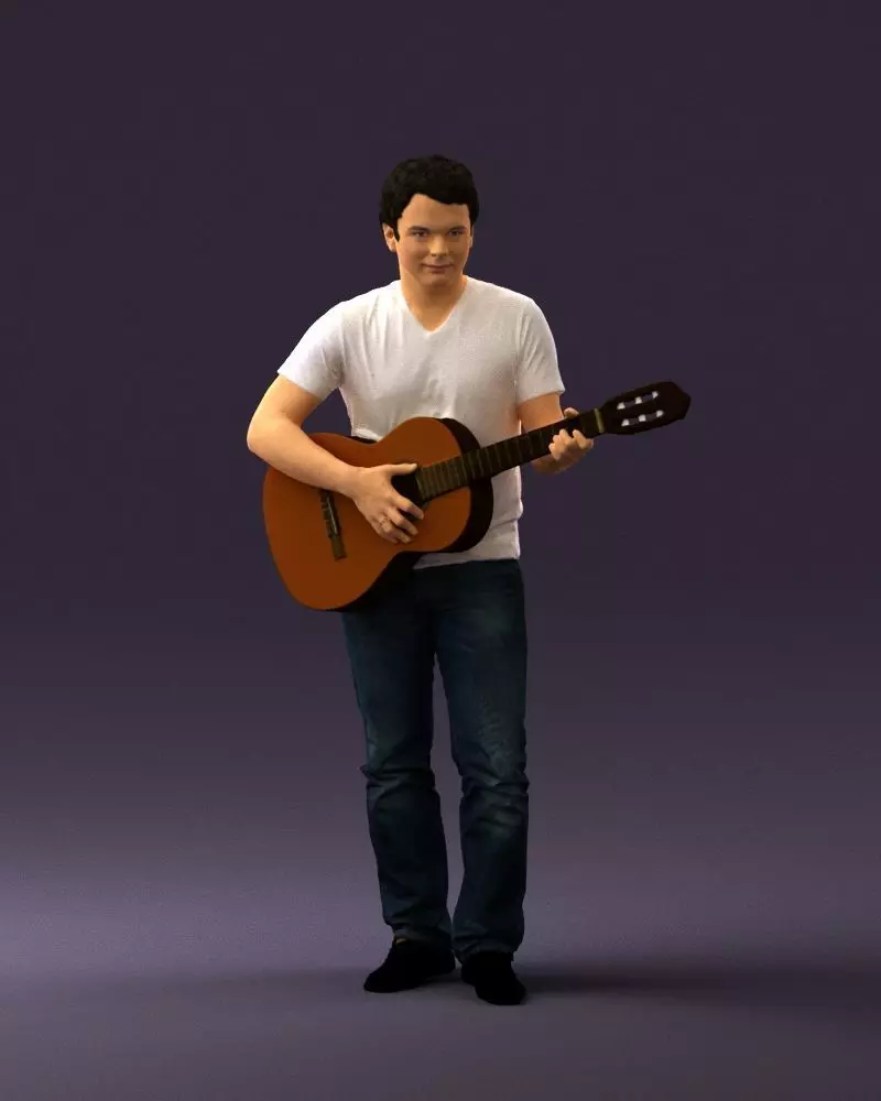 Man with acoustic guitar 0758 3D model_0