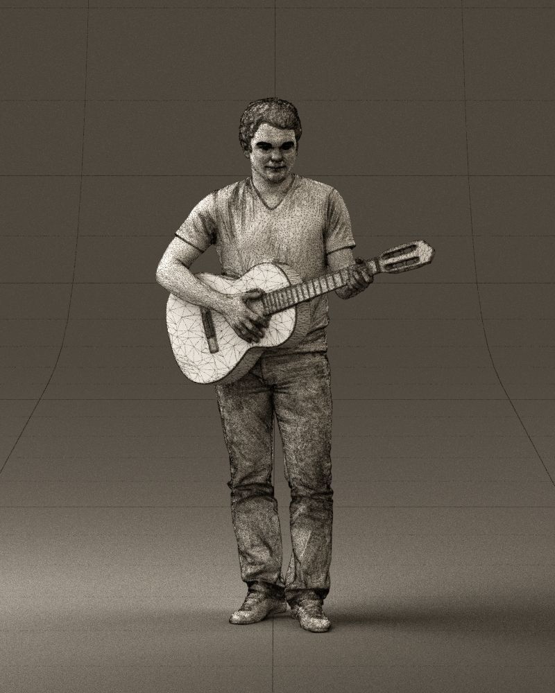 Man with acoustic guitar 0758 3D model_38