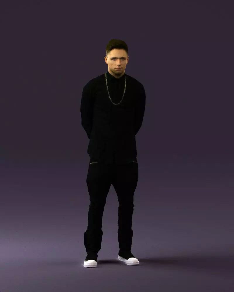 Man in black golden chain 0530 3D Print Ready 3D print model