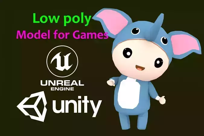 Chibi Elephant  Animated For Games  