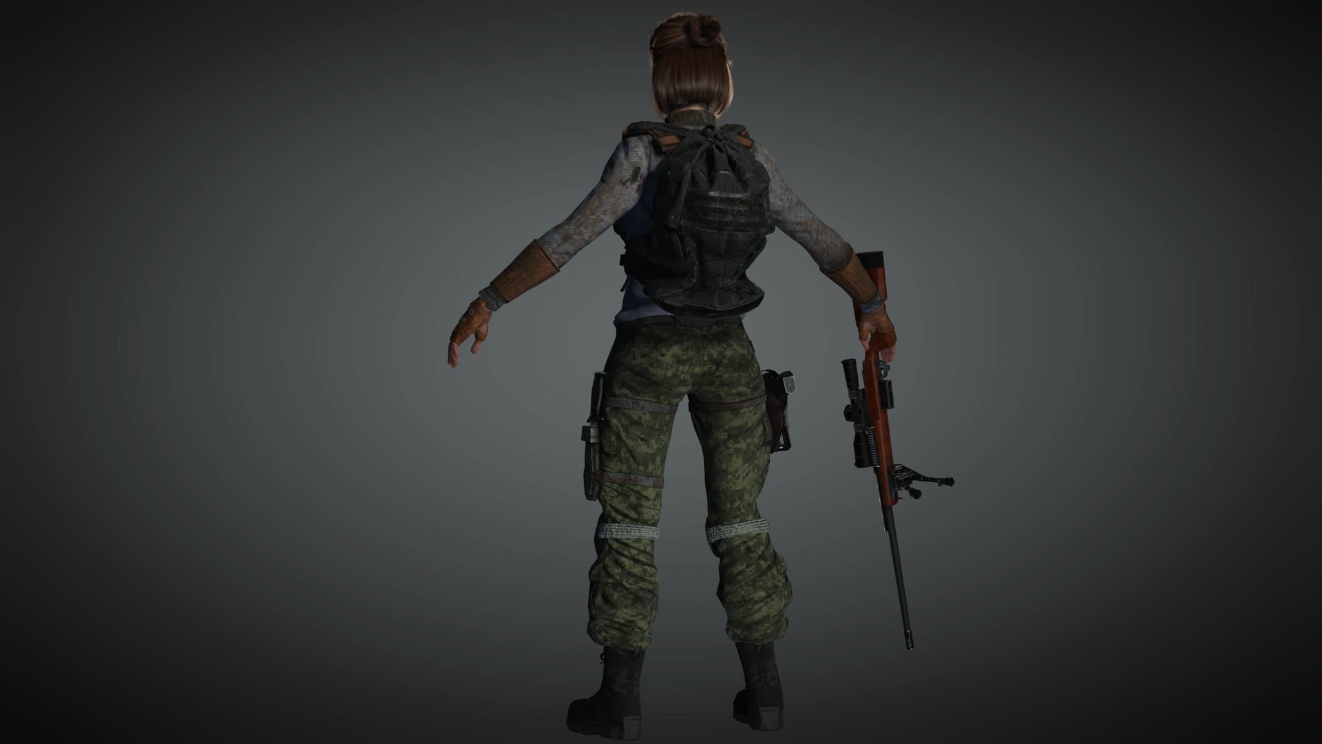AAA Apocalypse Female Character 03 Low-poly 3D model_5