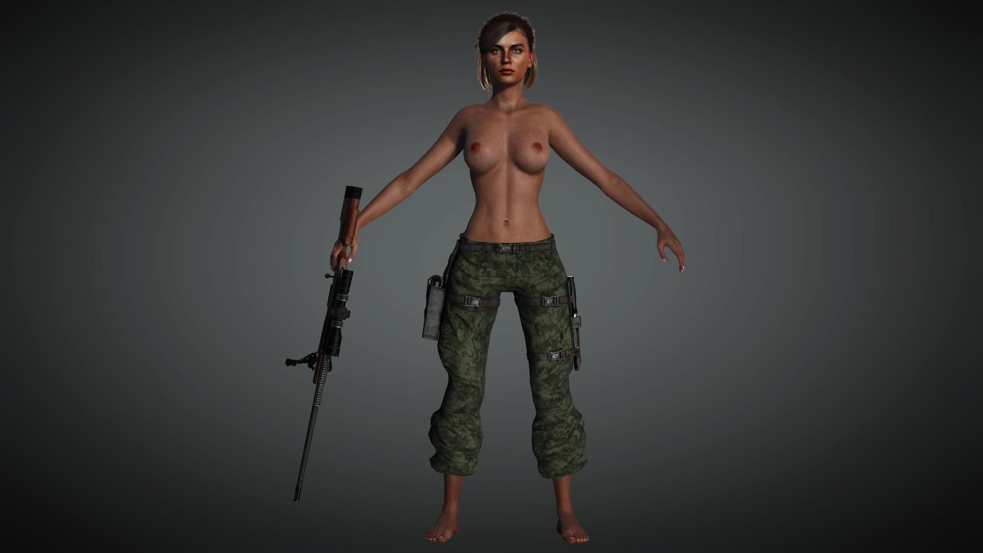 AAA Apocalypse Female Character 03 Low-poly 3D model_2