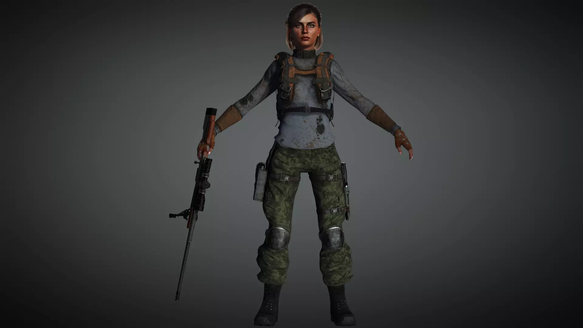 AAA Apocalypse Female Character 03 Low-poly 3D model_0