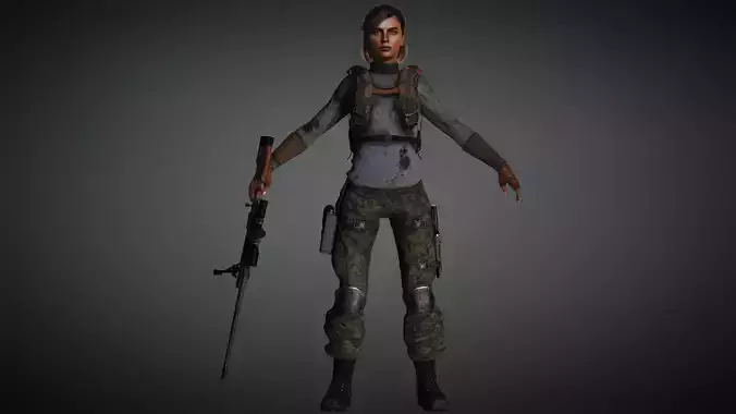AAA Apocalypse Female Character 03 Low-poly 3D model AAA Apocalypse Female Character 03 Low-poly 3D model