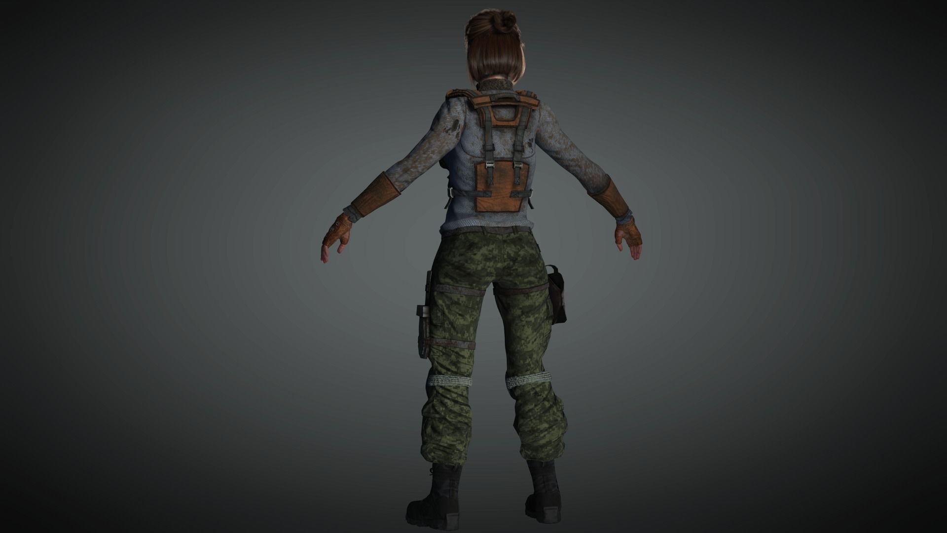 AAA Apocalypse Female Character 03 Low-poly 3D model_6