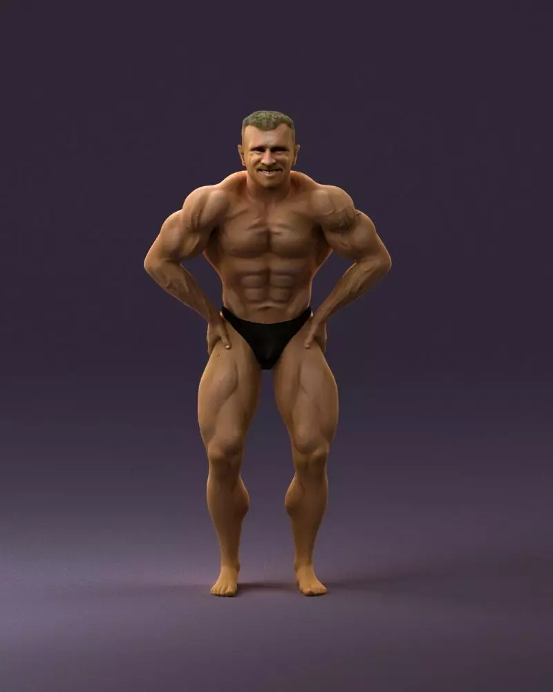 bodybuilder in black underpants 1103 3D model